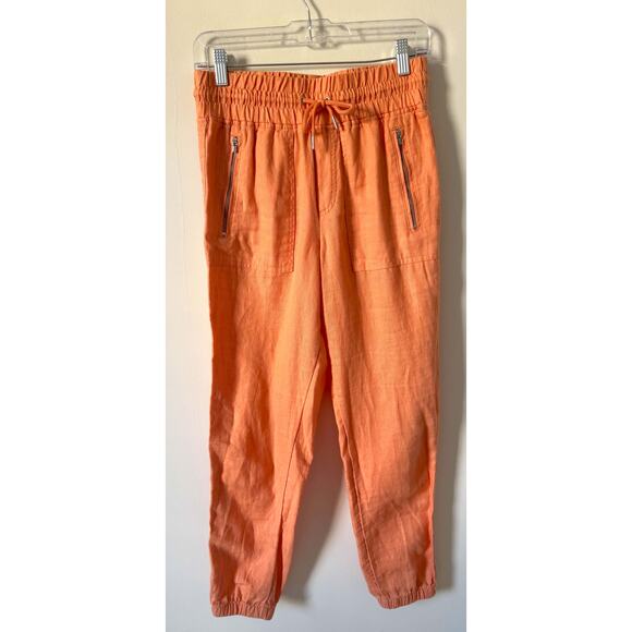 Athleta Elastic Waist Linen Joggers Pants Orange Size 2 - Picture 2 of 9